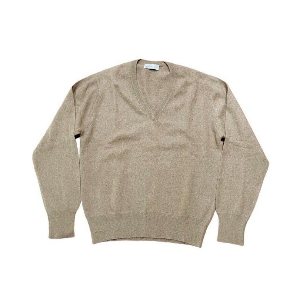 Vintage Sansabelt Merino Wool Rabbit Hair V-neck Sweater Mens Size M Brown EUC